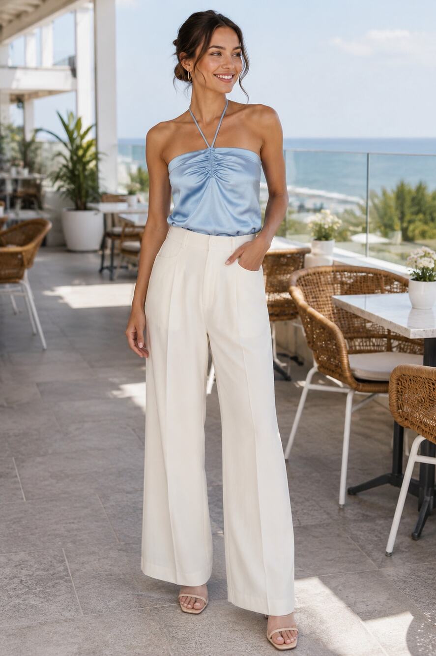 Tiger mist ice blue satin - XS